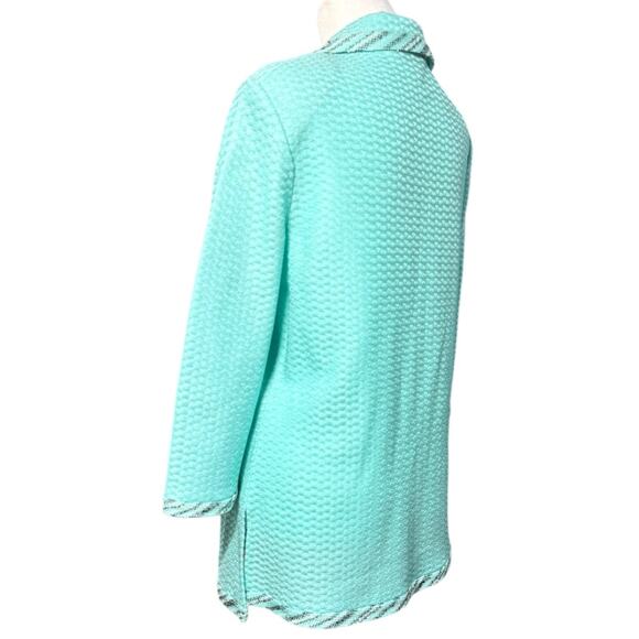 Ming Wang Women's Box Weave Knit Cardigan Jacket Small Mint Green Office Blazer - Picture 4 of 10
